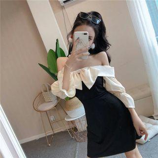 Bow Off-shoulder Sheath Minidress