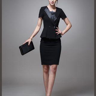 Pencil Skirt / Dress Pants / Short-sleeve Blazer / Set