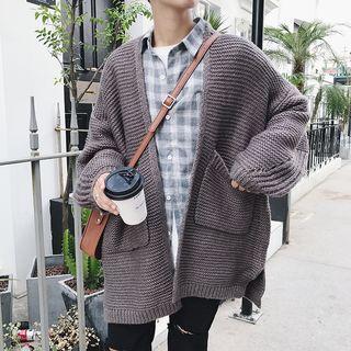 Pocketed Open-front Knit Cardigan