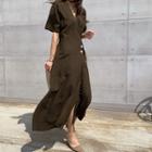 Line Blend Maxi Wrap Dress