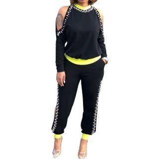 Set: Cold-shoulder Pullover + Pants