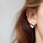 Square Stud Earring 1 Pair - Earrings - Color Block - White & Coffee - One Size