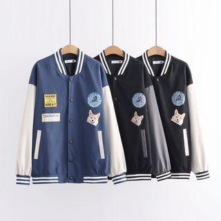 Dog Print Baseball Jacket