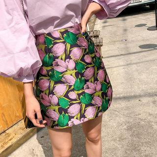 Floral Jacquard Miniskirt