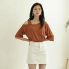 Flat-front Cotton A-line Skirt