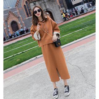 Set: Hooded Loose-fit Top + Midi Skirt