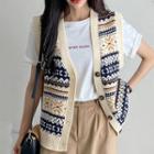 Print Single-breasted Sweated Vest