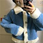 Color-block Lapel Fleece Jacket