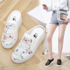 Floral Sheer Panel Perforated Hidden Wedge Platform Mules
