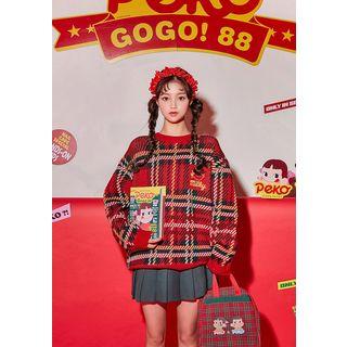 Peko Gogo88 Tartan Plaid Sweater Red - One Size