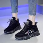 Numbers Reflective Panel Lace-up Athletic Sneakers