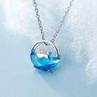 925 Sterling Silver Fish Faux Crystal Pendant Necklace
