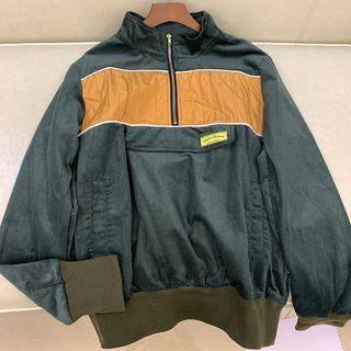 Color Block Corduroy Zip Pullover