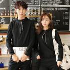 Couple Matching Set: Lettering Strap Half Zip Hoodie + Sweatpants