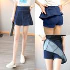 Inset Shorts A-line Denim Skirt