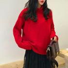 Turtleneck Sweater / Sleeveless Midi Lace Dress