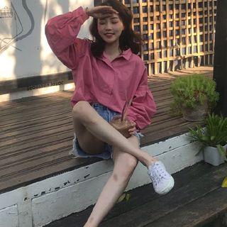 Plain Shirred Shirt As Shown In Figure - One Size