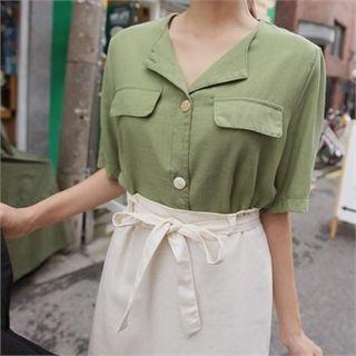 Round-neck Half-placket Shirt