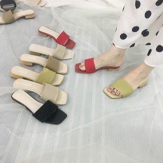 Fabric Low Heel Slide Sandals