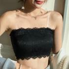Lace Trim Padded Tube Top With Transparent Strap