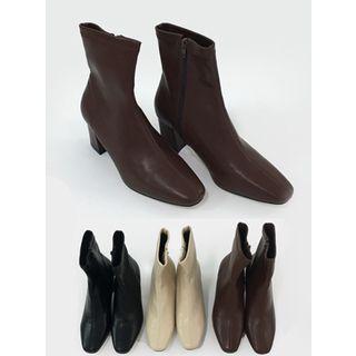 Seam-trim Block-heel Ankle Boots