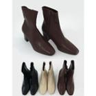 Seam-trim Block-heel Ankle Boots