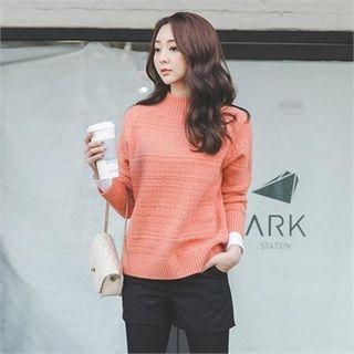 Mock-neck Textured Wool Sweater