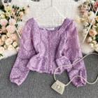 Embroidered Square-neck Lace Blouse