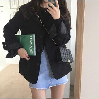 Plain Blazer / Mini Denim Skirt