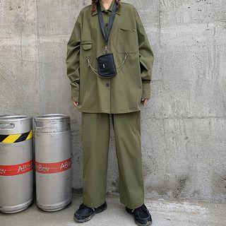 Pocket Detail Shirt / Cropped Straight-fit Pants