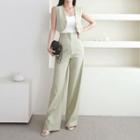 Set: Cropped Vest + Straight-cut Pants