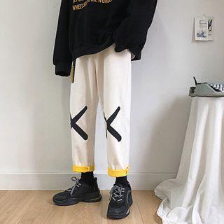 Cross Print Straight-leg Jeans