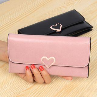 Faux-leather Heart Long Wallet