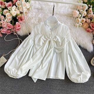Bow-detail Puff Long-sleeve Blouse