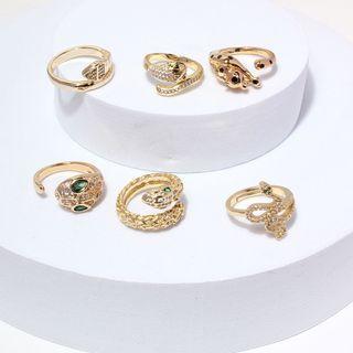 Snake Rhinestone Alloy Open Ring (various Designs)