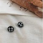 Checker Alloy Earring 1 Pair - Black - One Size