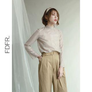 Mock-neck Chiffon Top + Camisole