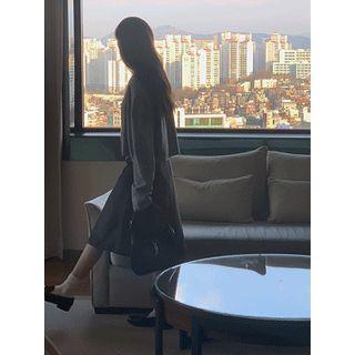 Zip-back Wool Blend A-line Skirt