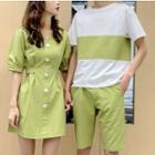 Couple Matching Short-sleeve T-shirt / Short-sleeve Mini A-line Dress / Shorts / Set