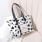 Milk Cow Print Faux Leather Tote Bag White - One Size