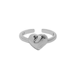 Sterling Silver Heart Open Ring Silver - No. 13