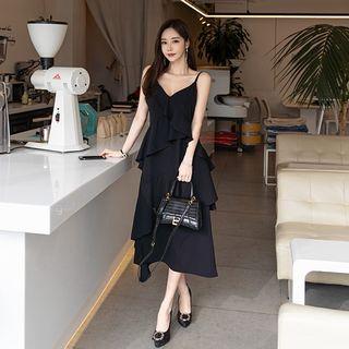 Ruffle-layered Pinafore Dress