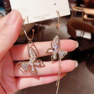 Butterfly Alloy Dangle Earring 1 Pair - Silver Needle - Butterfly - Gold - One Size