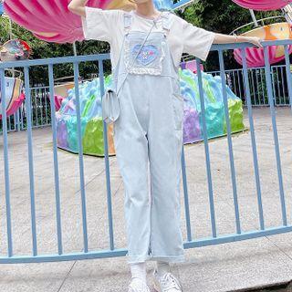Applique Denim Dungaree Pants
