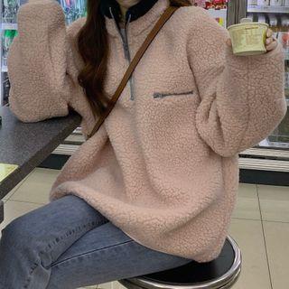 Half-zip Fleece Sweatshirt Pink - One Size