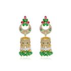 Fashion Vintage Plated Gold Geometric Wind Chimes Imitation Pearl Tassel Earrings With Cubic Zirconia Golden - One Size