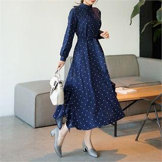 Polka-dot A-line Long Dress