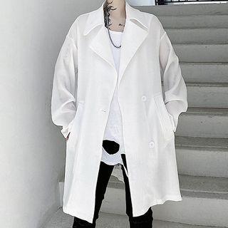 Double-breasted Oversize Long Blazer White - One Size