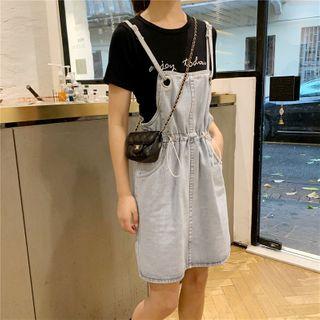 Washed Denim Jumper Dress / Drawcord Jumper Shorts