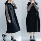 Hooded Midi Sleeveless Dress Black - One Size